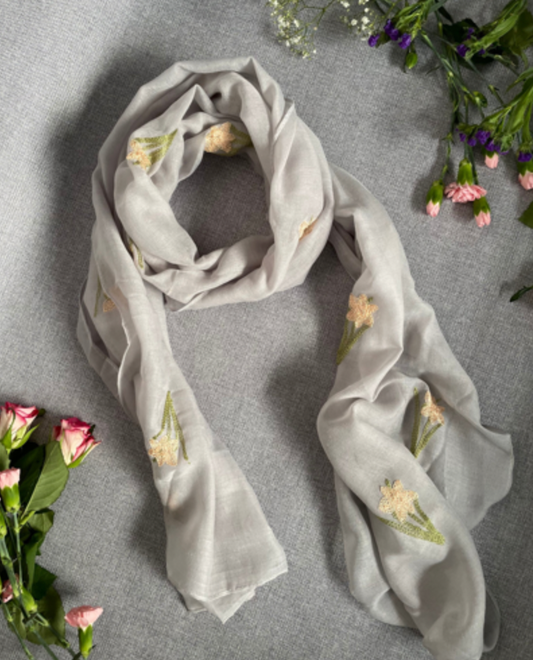 Daffodil Embroidered Scarf