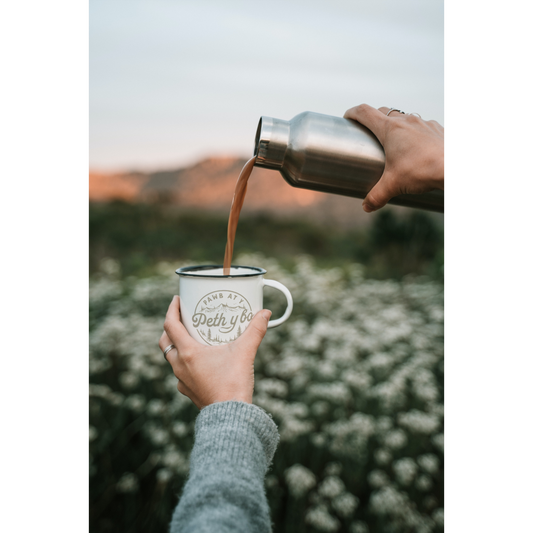 Pawb at y Peth y Bo   |  White 12oz Enamel Outdoors Mug