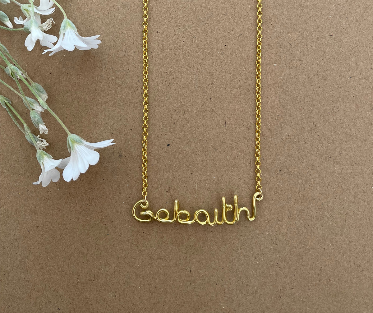 Gobaith (Hope) Welsh language wire necklace