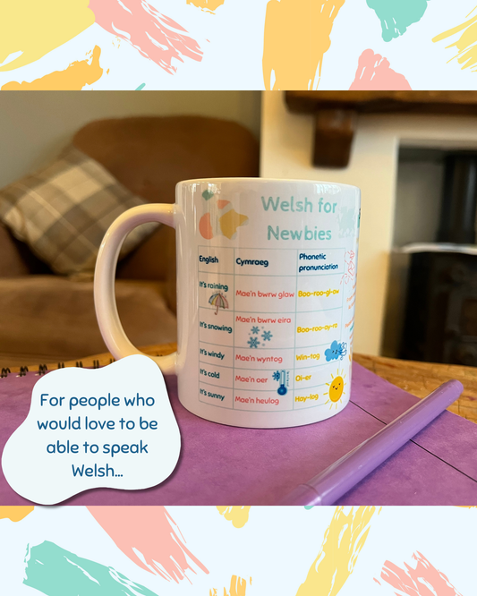 Welsh phrases mug for new learners