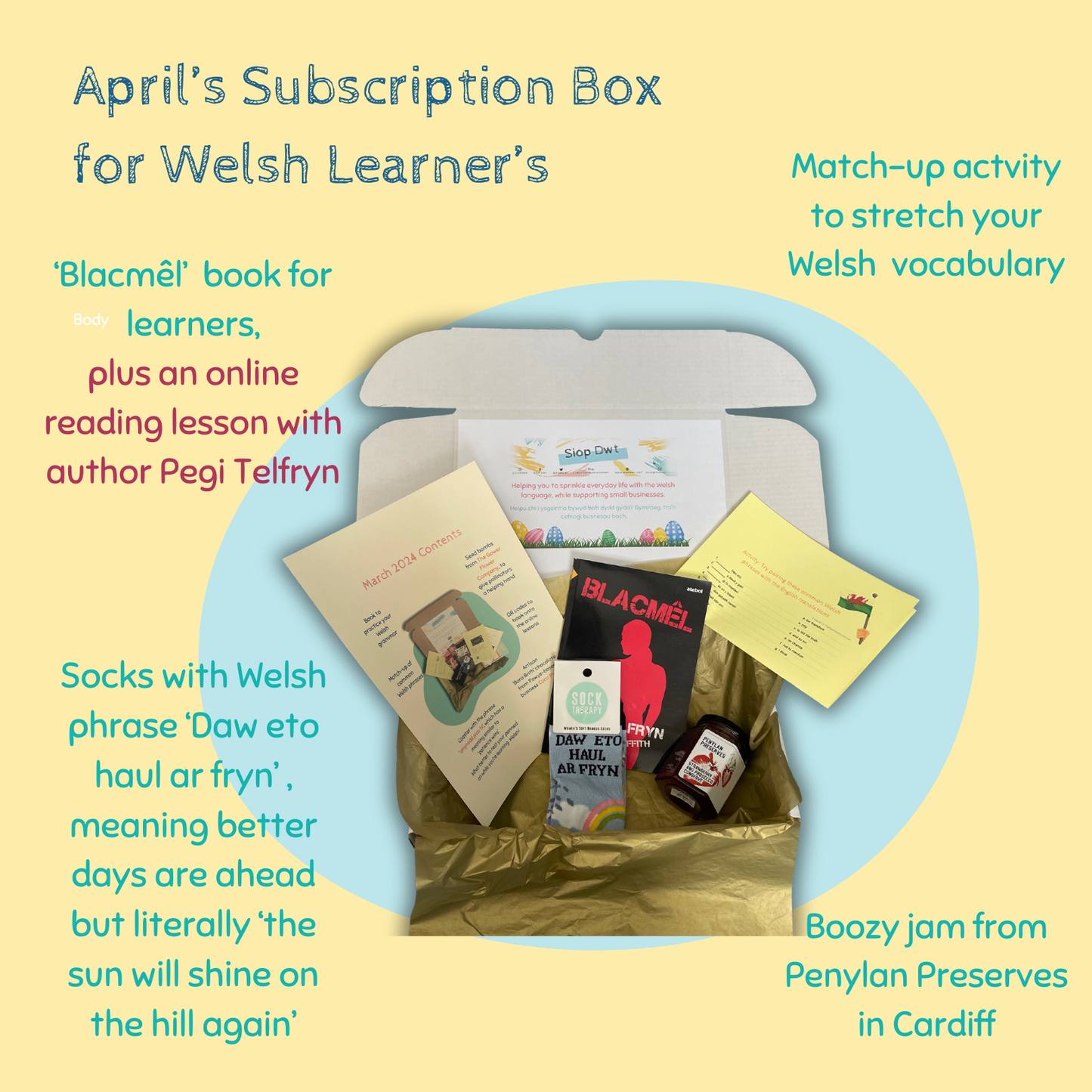 2024 Monthly Rolling Subscription Box for Welsh Learners