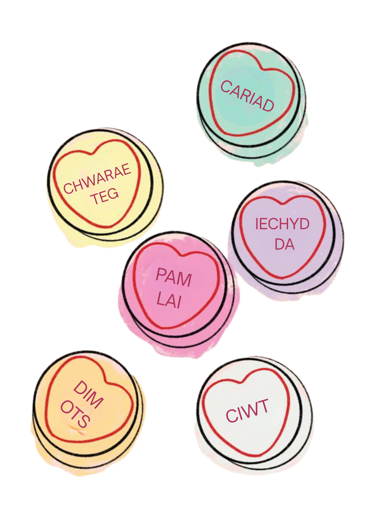 Love hearts style Welsh language jumper