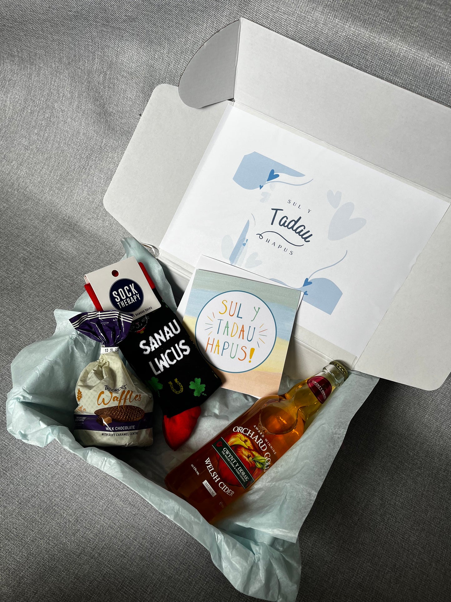 Welsh Father’s Day gift pack- waffles, cider, socks and a card