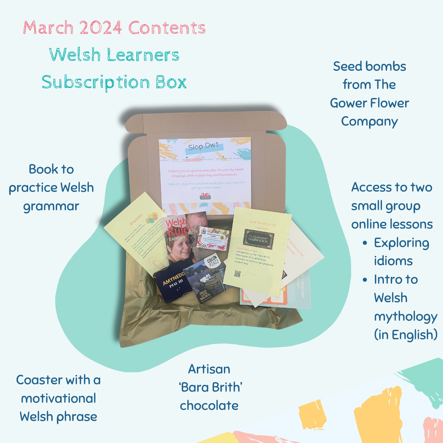 2024 Monthly Rolling Subscription Box for Welsh Learners