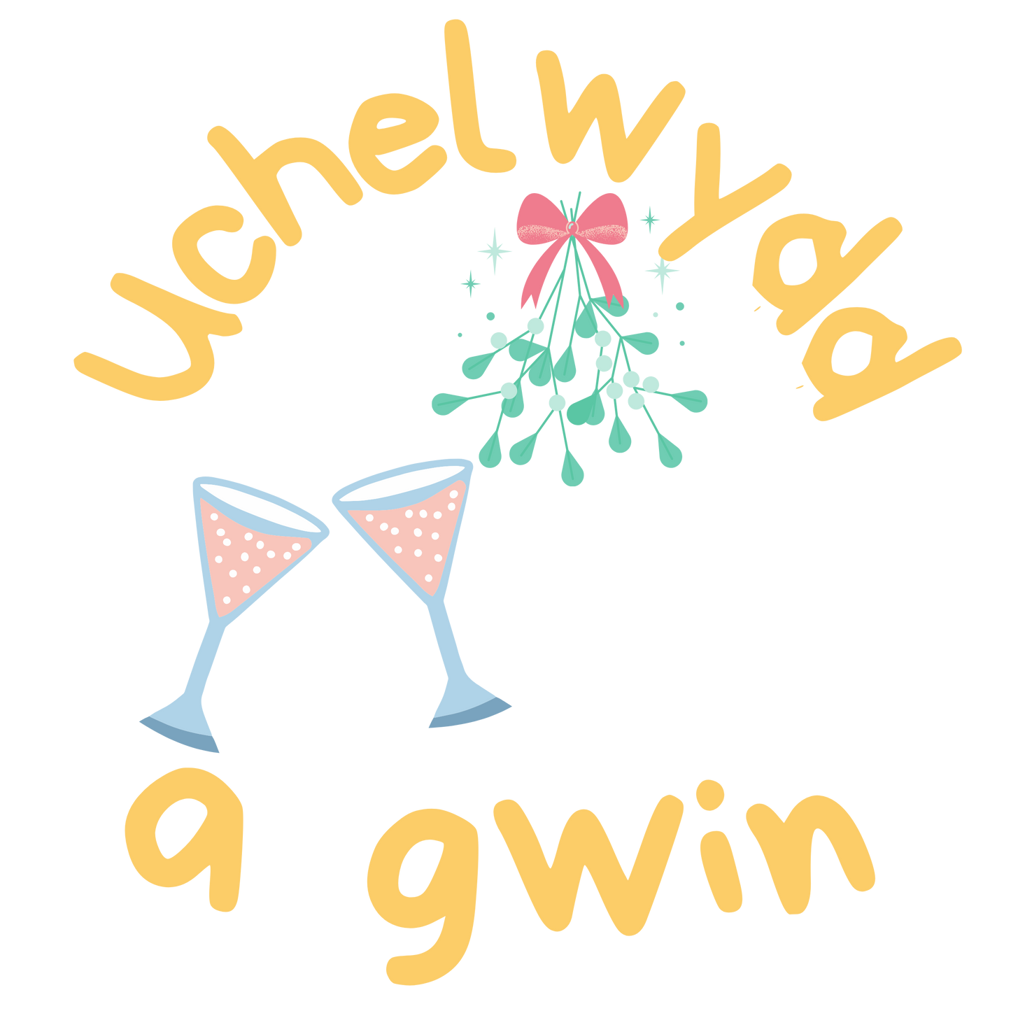 Uchelwydd a a gwin (Mistletoe and wine) Welsh language Christmas jumper