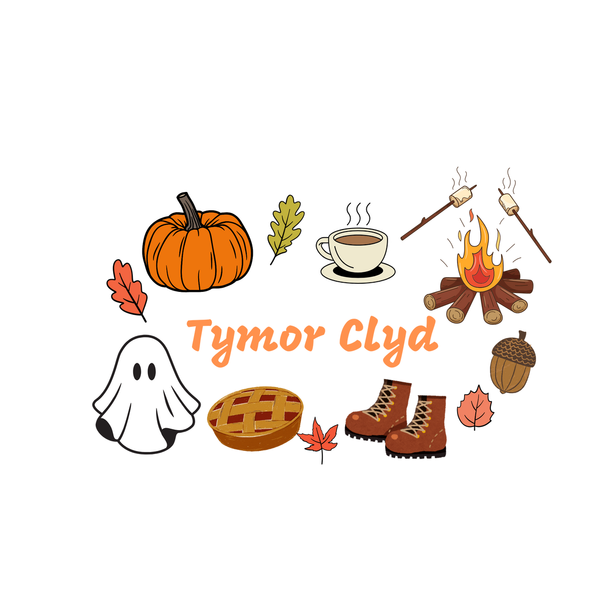 Kids- Tymor Clyd (Cosy Season) autumn Welsh language sweatshirt with illustrations