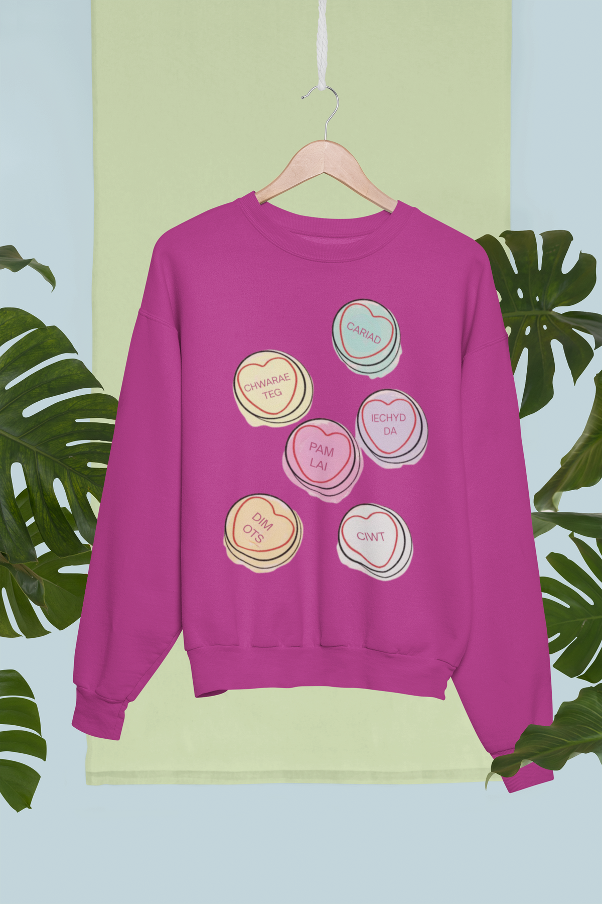 Love hearts style Welsh language jumper
