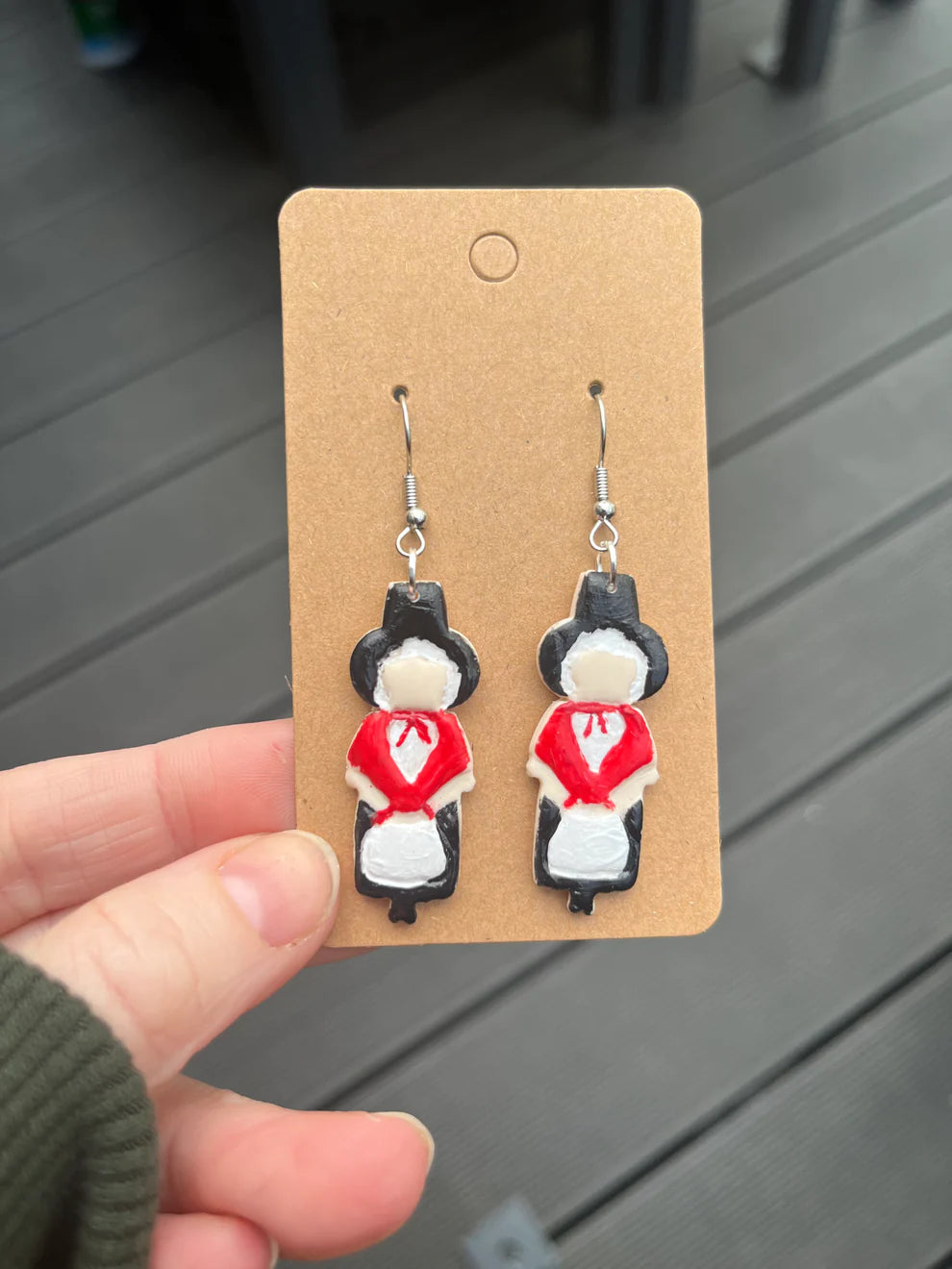 Hand painted Welsh Woman Earrings