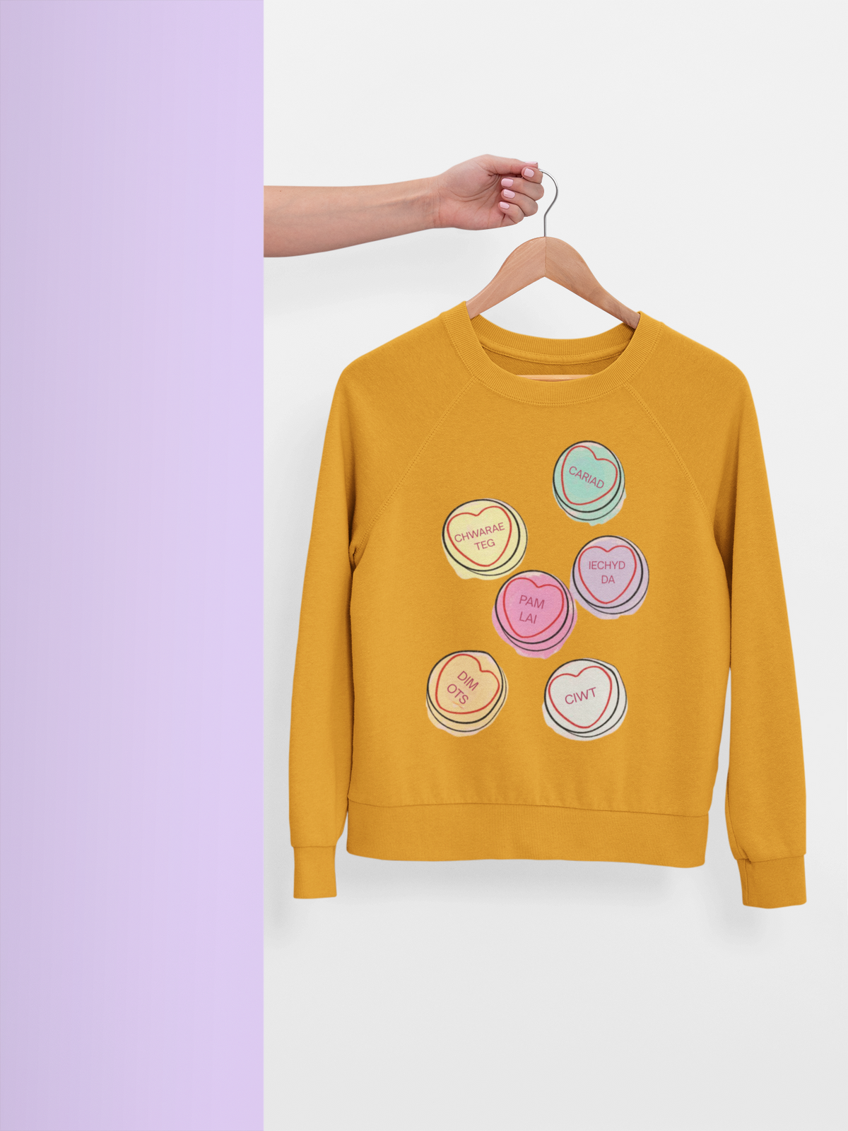 Love hearts style Welsh language jumper