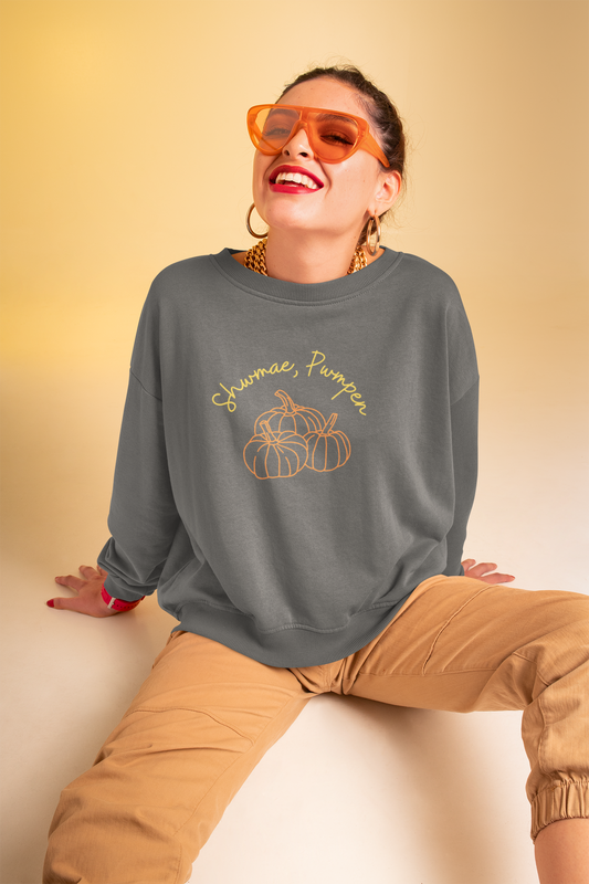 Shwmae, Pwmpen (What's up, Pumpkin) autumn sweatshirt- deep heather grey