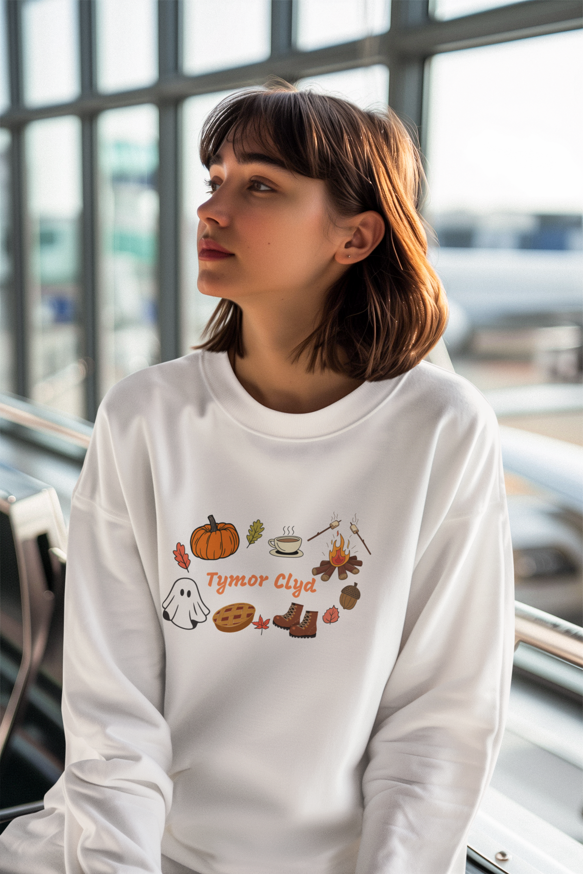 Kids- Tymor Clyd (Cosy Season) autumn Welsh language sweatshirt with illustrations