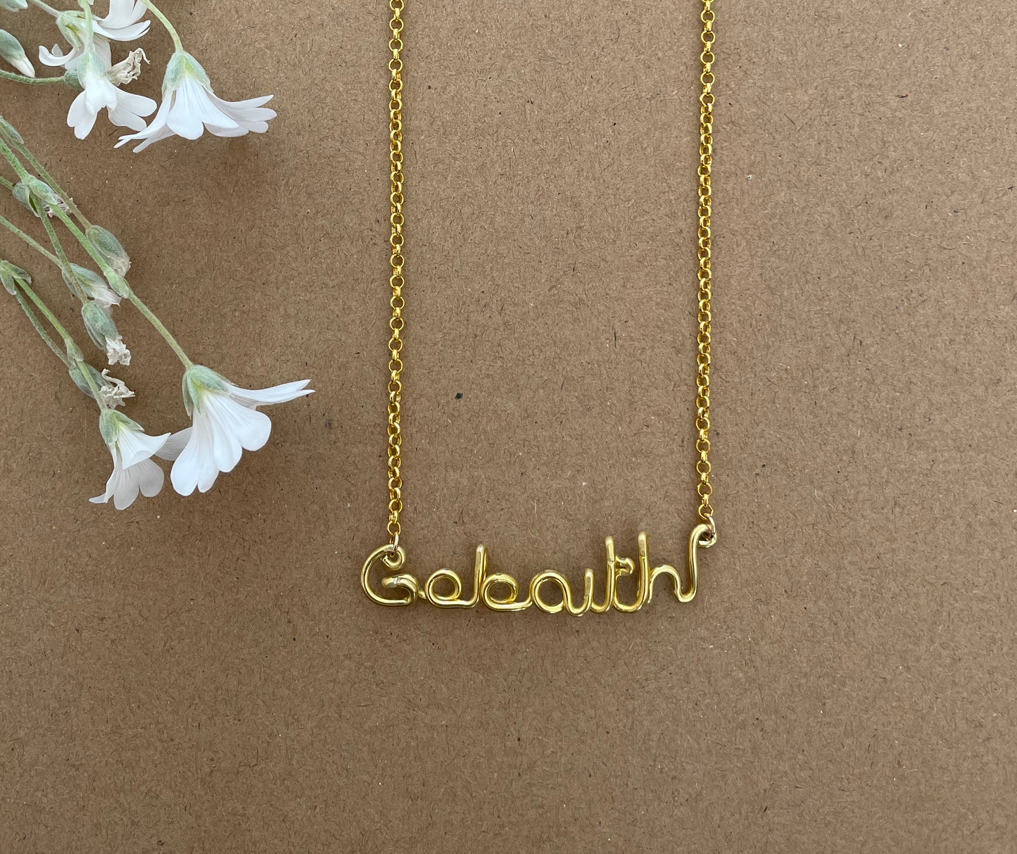 Gobaith (Hope) Welsh language wire necklace