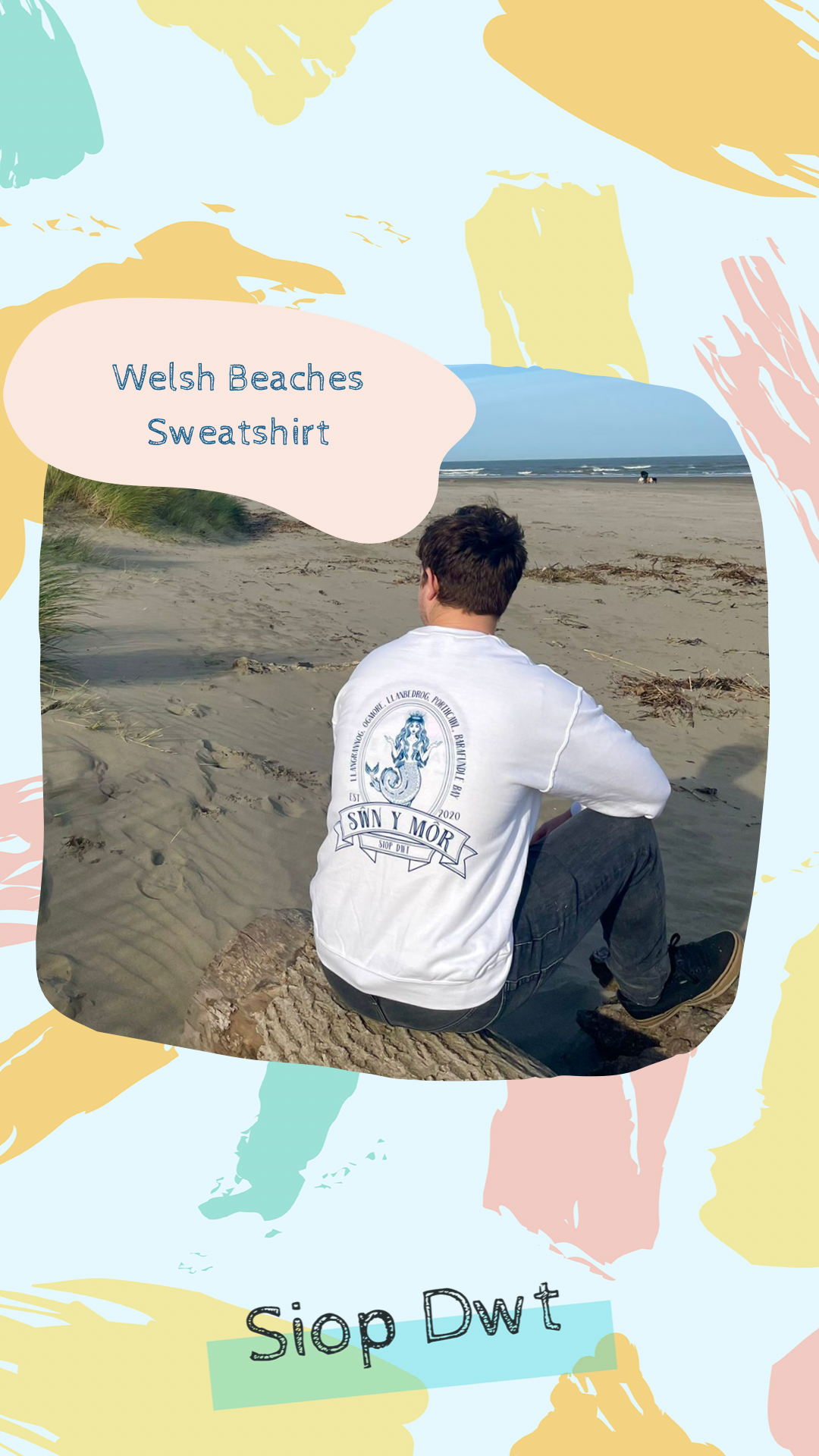 Welsh Language Jumper ‘Sŵn Y Môr’ (Sound of the Sea) with mermaid design l anrhegion Cymraeg